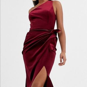 ASOS velvet one shoulder dress